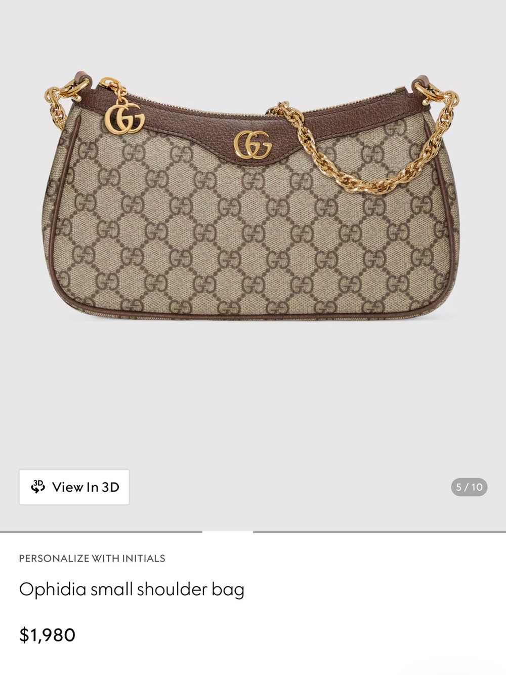 Gucci Ophidia Small Shoulder Bag in Gold